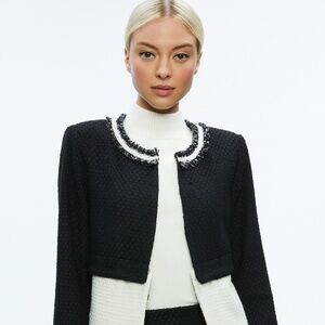 NWT Alice + Olivia Kidman Two-Fer Boxy Raw Edge Jacket Size Small